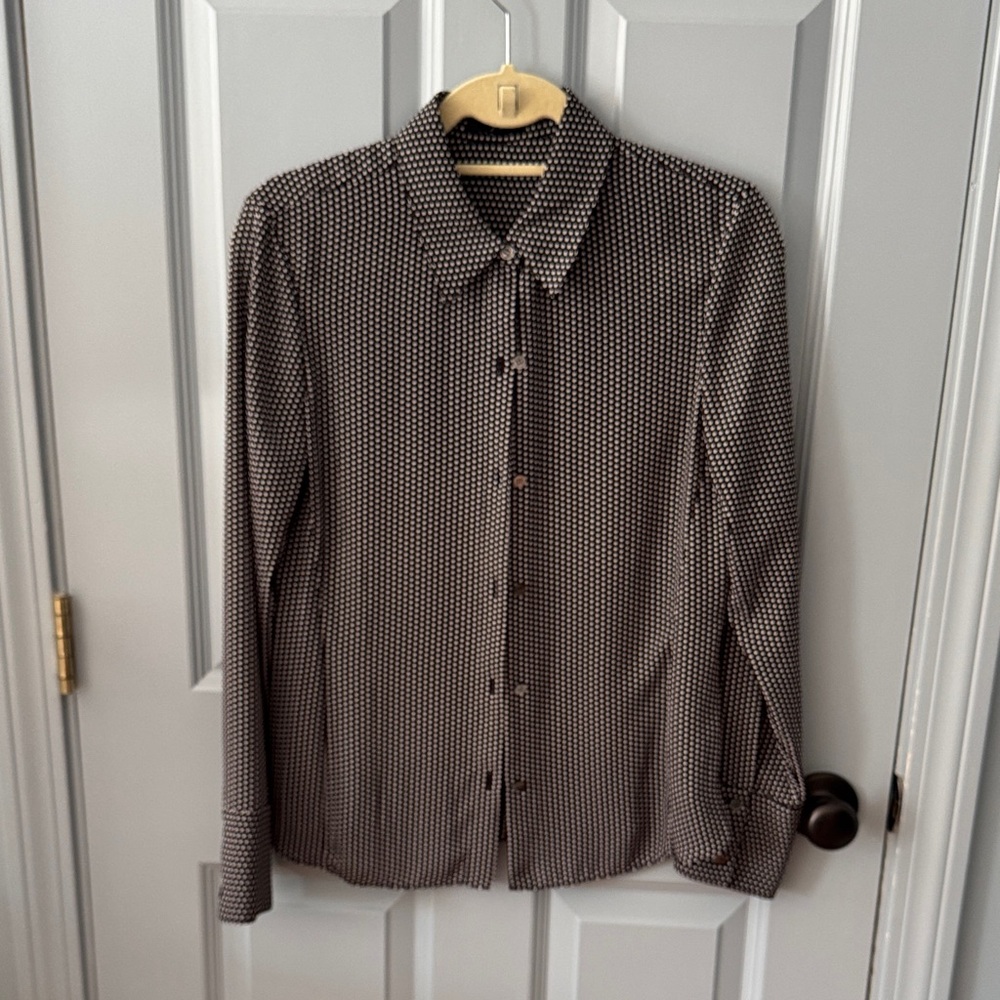 Black and White Polka Dot Button-Up Shirt
